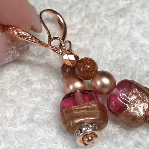 💋✨pretty murano/Italian glass and rose gold earrings - Picture 7 of 10